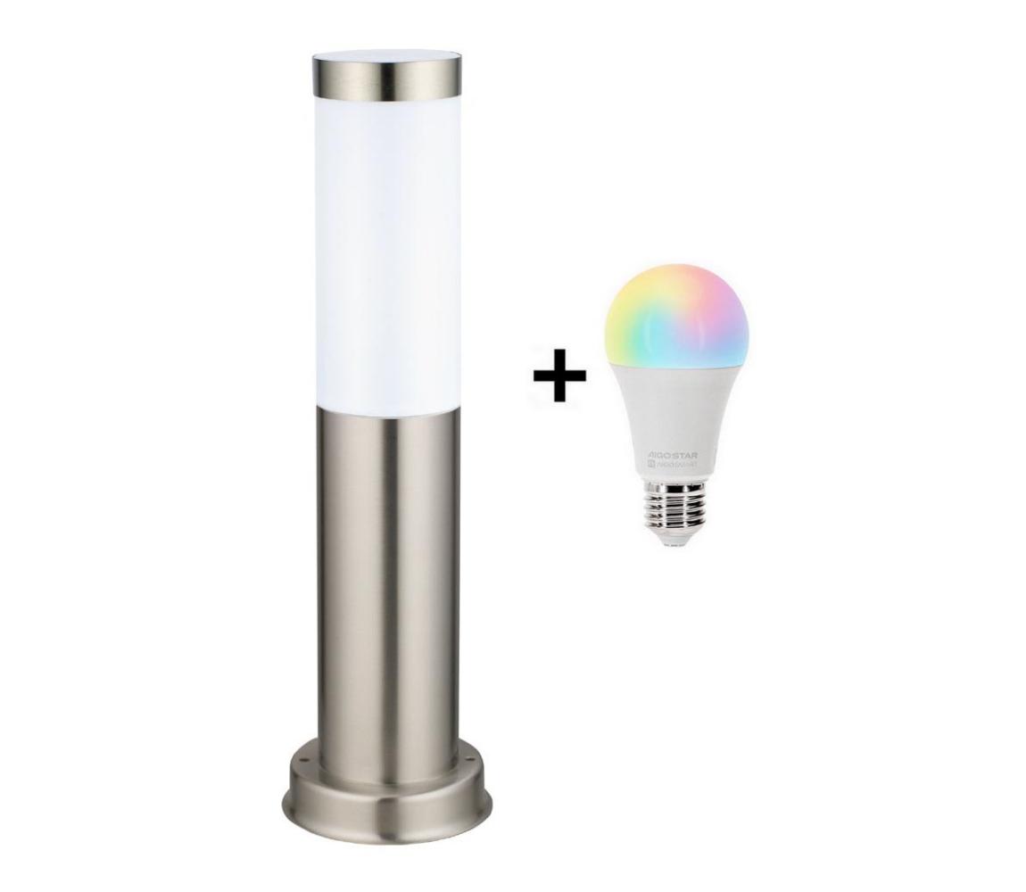 Brilagi - LED RGBW vonkajšie svietidlo 1xE27/9W/230V 40 cm IP44 matný chróm BG3933+AI0819