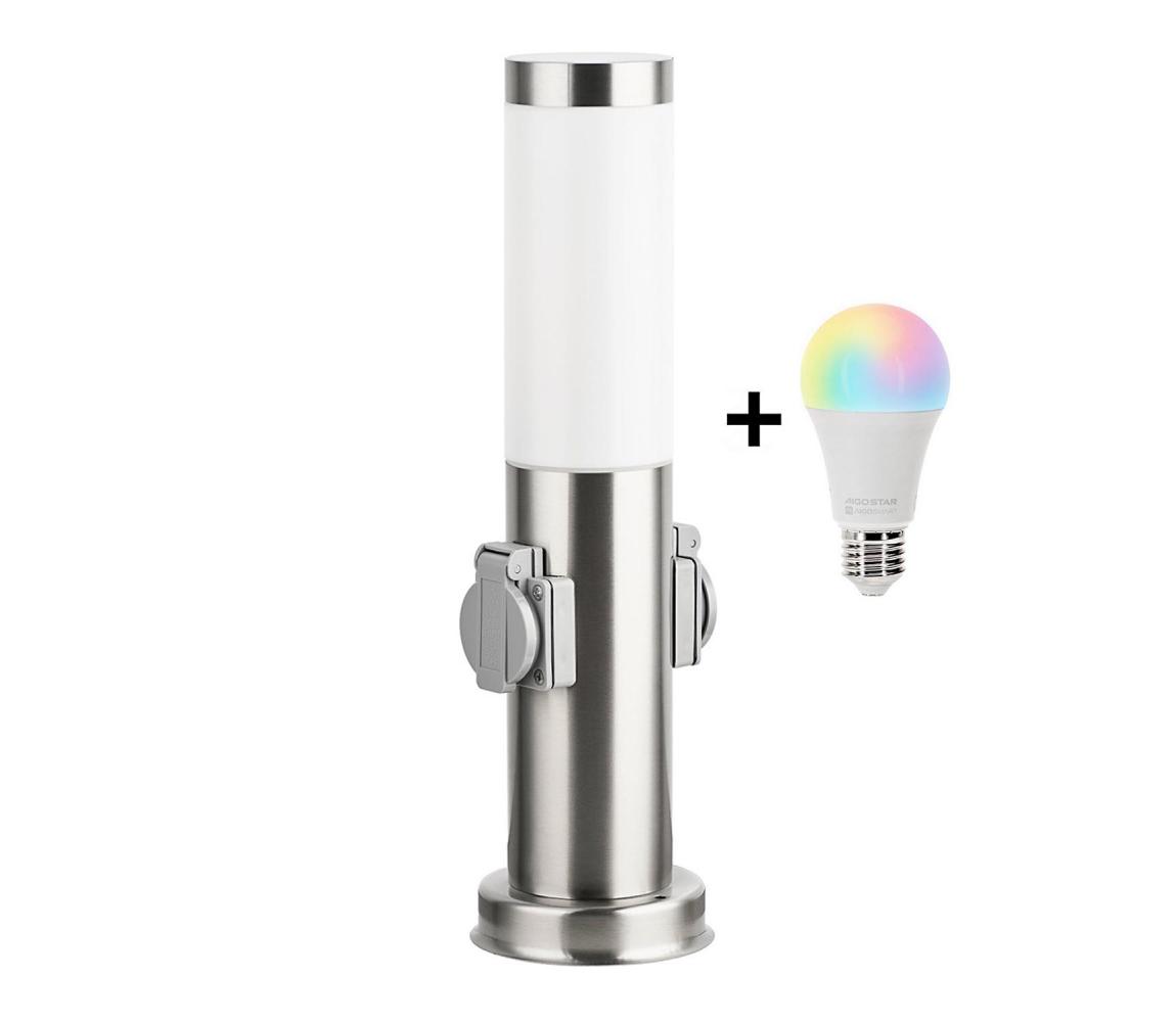 Brilagi-LED RGBW vonkajšie svietidlo so 2 päticami 1xE27/9W/230V 40 cm IP44 matný chróm BG3941+AI0819