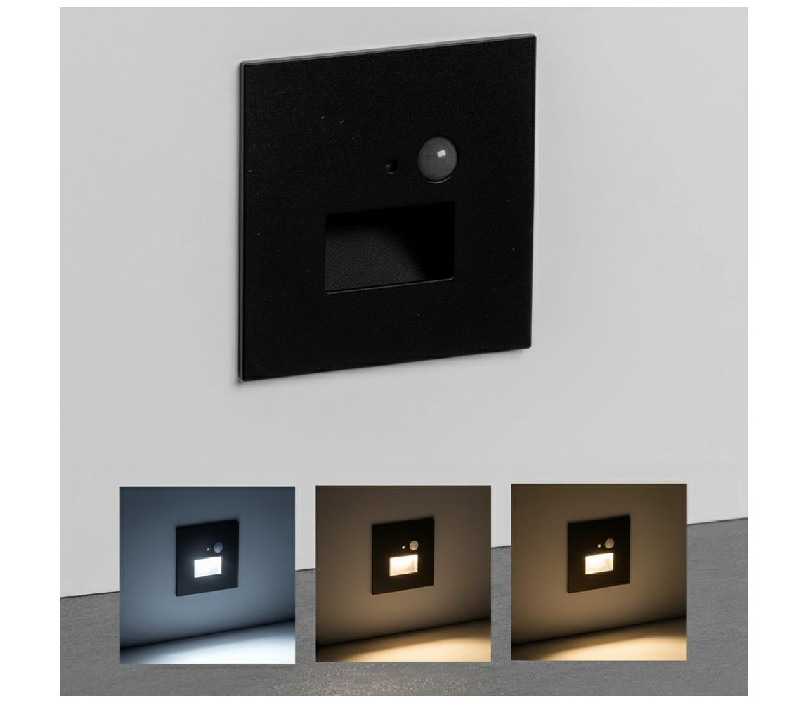 Brilagi LED schodiskové svietidlo so senzorom JACK LED/3W/230V 3000/4000/6500K čierna GXDO094