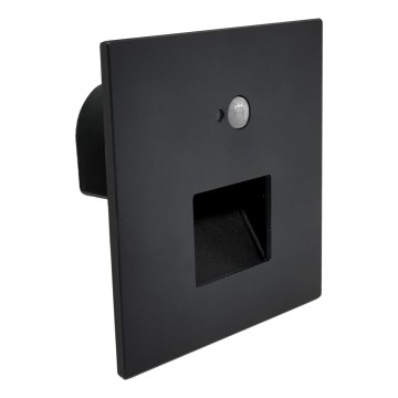 Brilagi - LED schodiskové svietidlo so senzorom pohybu a súmraku JACK LED/3W/230V 3000/4000/6500K IP65 čierna