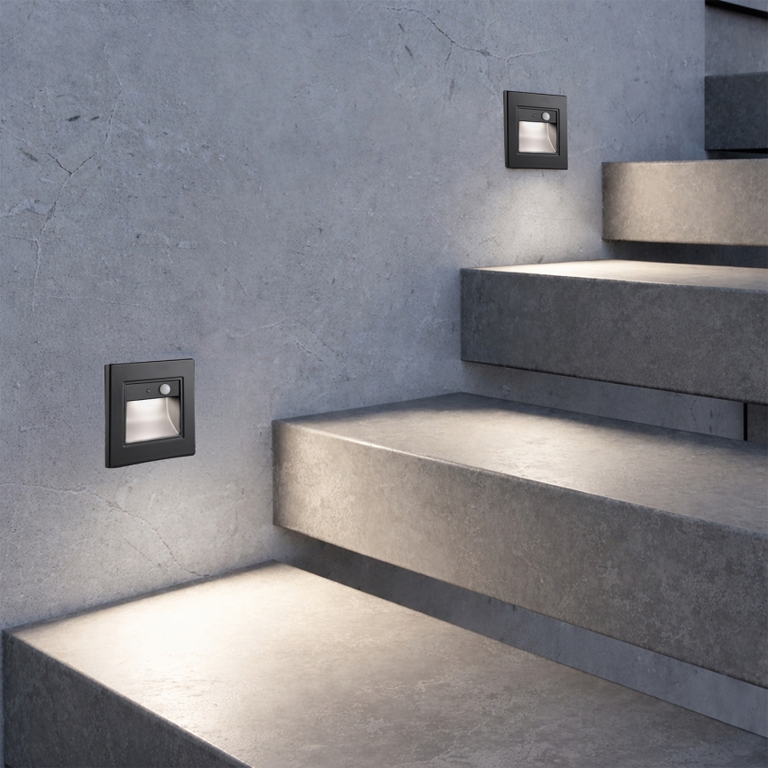 Brilagi - LED schodiskové svietidlo so senzorom STEP LIGHT LED/1,5W/230V IP44 čierna