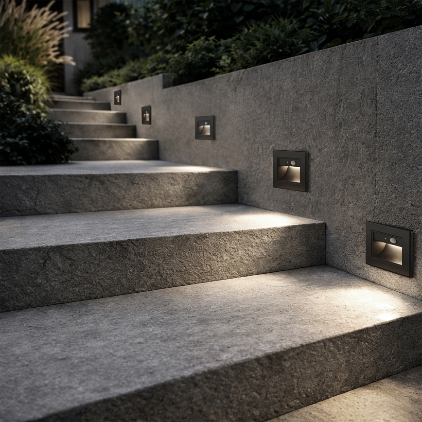 Brilagi - LED schodiskové svietidlo so senzorom STEP LIGHT LED/1,5W/230V IP44 čierna