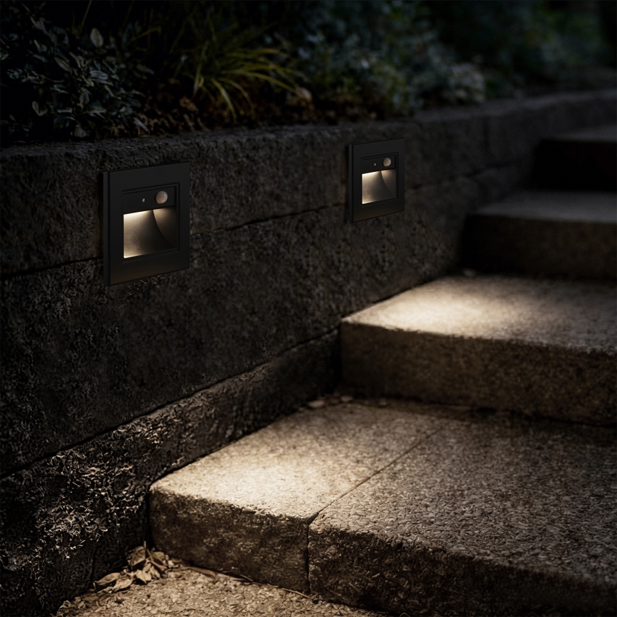 Brilagi - LED schodiskové svietidlo so senzorom STEP LIGHT LED/1,5W/230V IP44 čierna