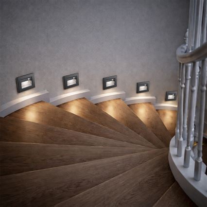 Brilagi - LED schodiskové svietidlo so senzorom STEP LIGHT LED/1,5W/230V IP44 čierna