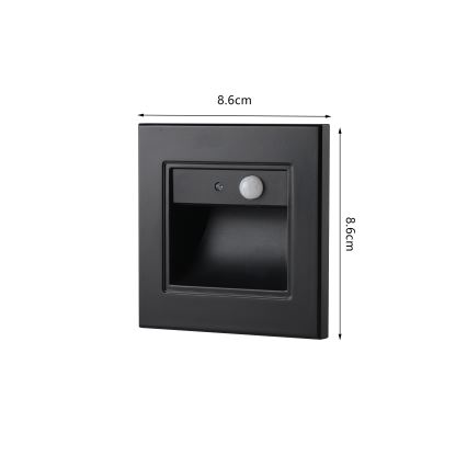 Brilagi - LED schodiskové svietidlo so senzorom STEP LIGHT LED/1,5W/230V IP44 čierna