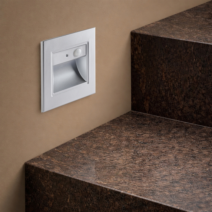 Brilagi - LED schodiskové svietidlo so senzorom STEP LIGHT LED/1,5W/230V IP44 strieborné