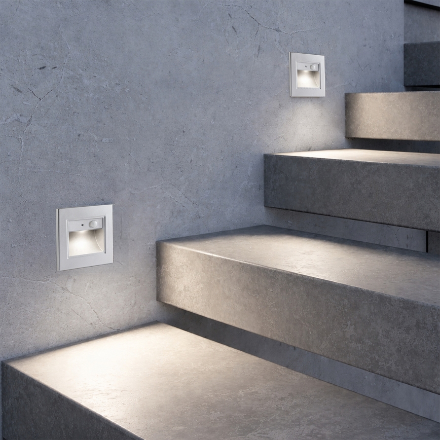 Brilagi - LED schodiskové svietidlo so senzorom STEP LIGHT LED/1,5W/230V IP44 strieborné