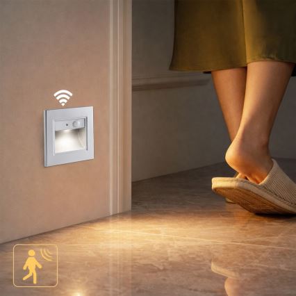 Brilagi - LED schodiskové svietidlo so senzorom STEP LIGHT LED/1,5W/230V IP44 strieborné