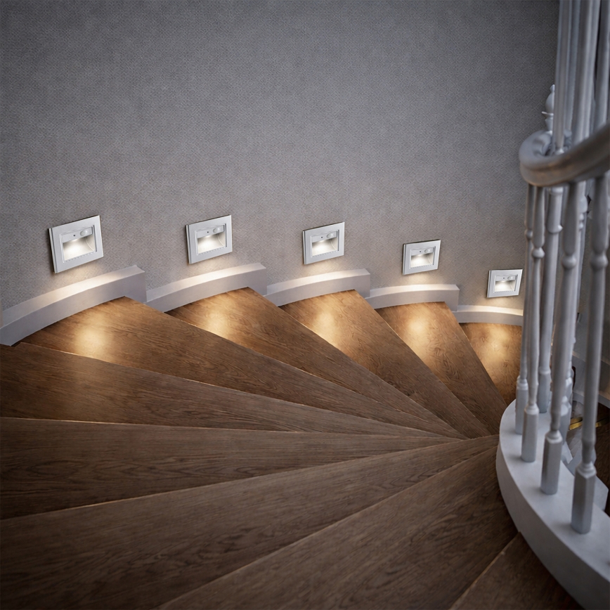 Brilagi - LED schodiskové svietidlo so senzorom STEP LIGHT LED/1,5W/230V IP44 strieborné