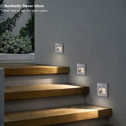 Brilagi - LED schodiskové svietidlo so senzorom STEP LIGHT LED/1,5W/230V IP44 strieborné