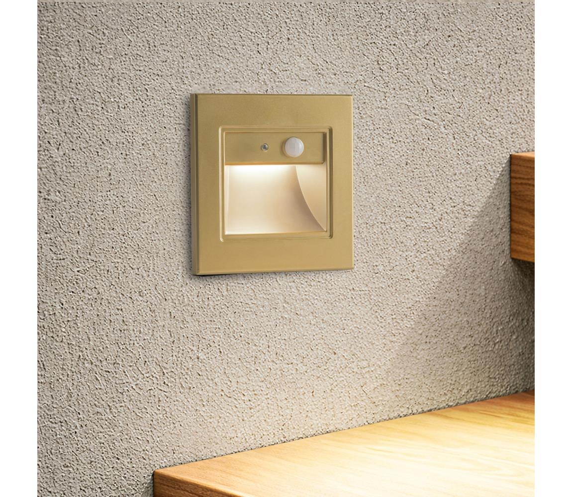 Brilagi - LED Schodiskové svietidlo so senzorom STEP LIGHT LED/1,5W/230V IP44 zlaté BRI844