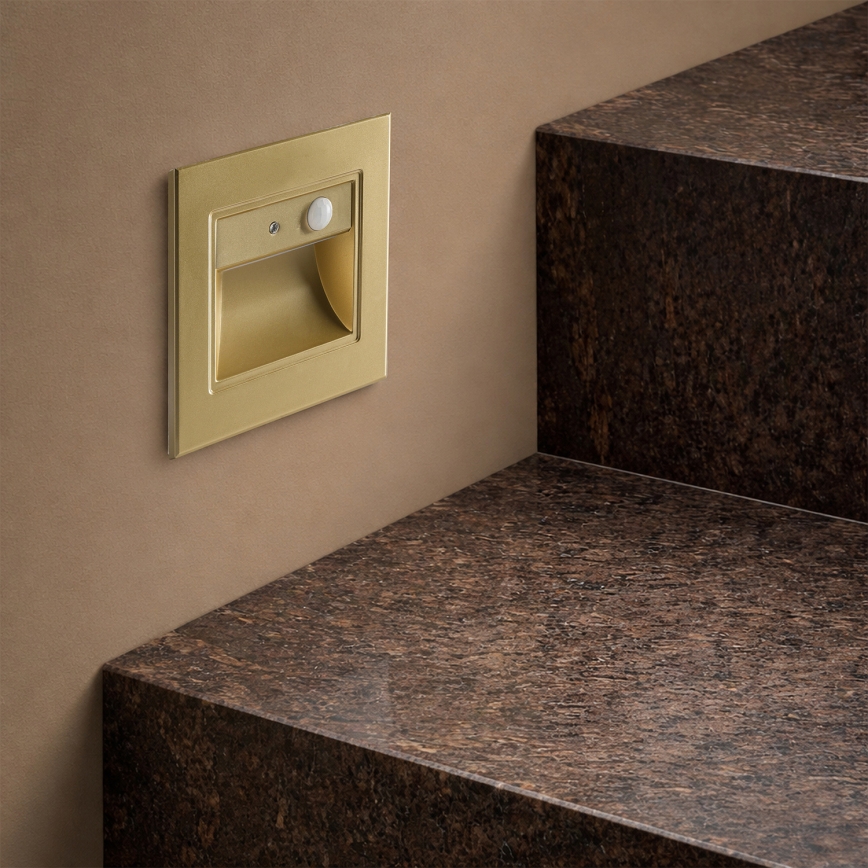 Brilagi - LED schodiskové svietidlo so snímačom STEP LIGHT LED/1,5W/230V IP44 zlaté