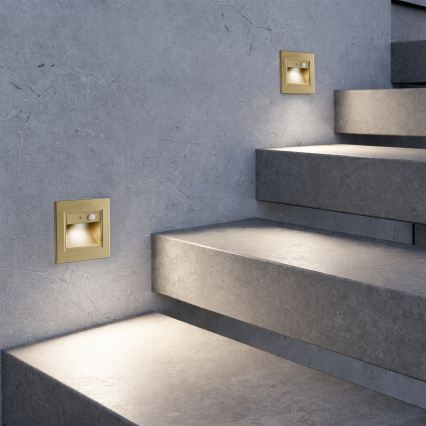 Brilagi - LED schodiskové svietidlo so snímačom STEP LIGHT LED/1,5W/230V IP44 zlaté