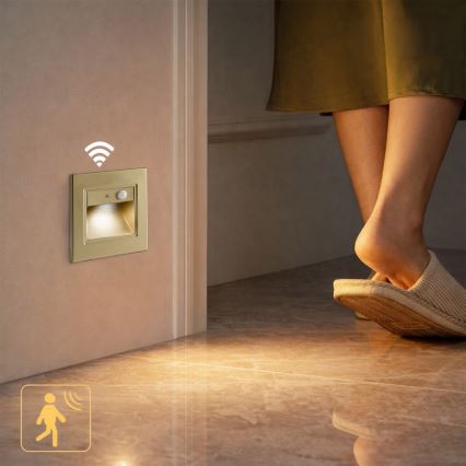Brilagi - LED schodiskové svietidlo so snímačom STEP LIGHT LED/1,5W/230V IP44 zlaté