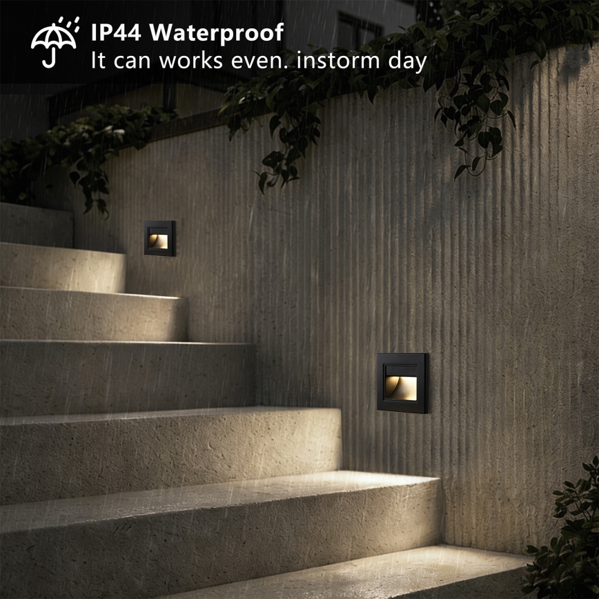 Brilagi - LED schodiskové svietidlo STEP LIGHT LED/1,5W/230V IP44 čierne
