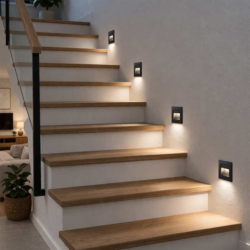 Brilagi - LED schodiskové svietidlo STEP LIGHT LED/1,5W/230V IP44 čierne