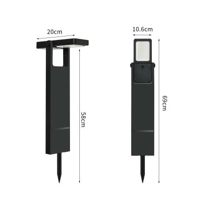 Brilagi - LED solárna lampa SUN SPIKE LED/4W/3,7V 2200 mAh IP44