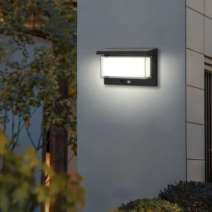 Brilagi - LED Solárne nástenné svietidlo so senzorom SLNKO LUME LED/10W/3,7V 4000 mAh IP44