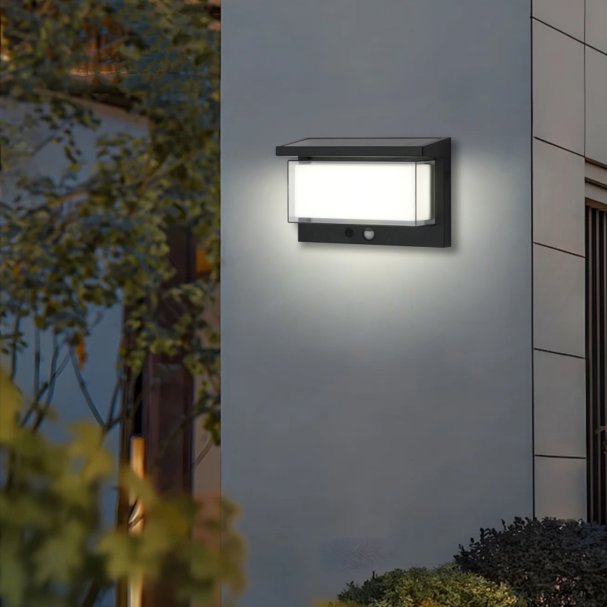 Brilagi - LED Solárne nástenné svietidlo so senzorom SLNKO LUME LED/10W/3,7V 4000 mAh IP44