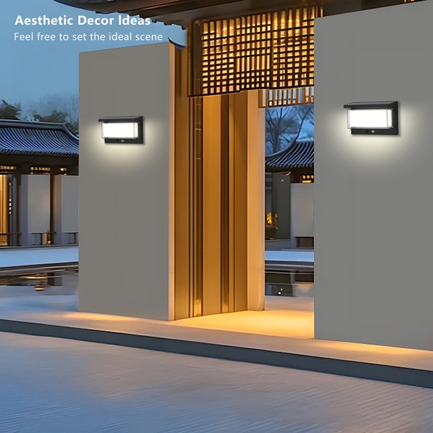 Brilagi - LED Solárne nástenné svietidlo so senzorom SLNKO LUME LED/10W/3,7V 4000 mAh IP44