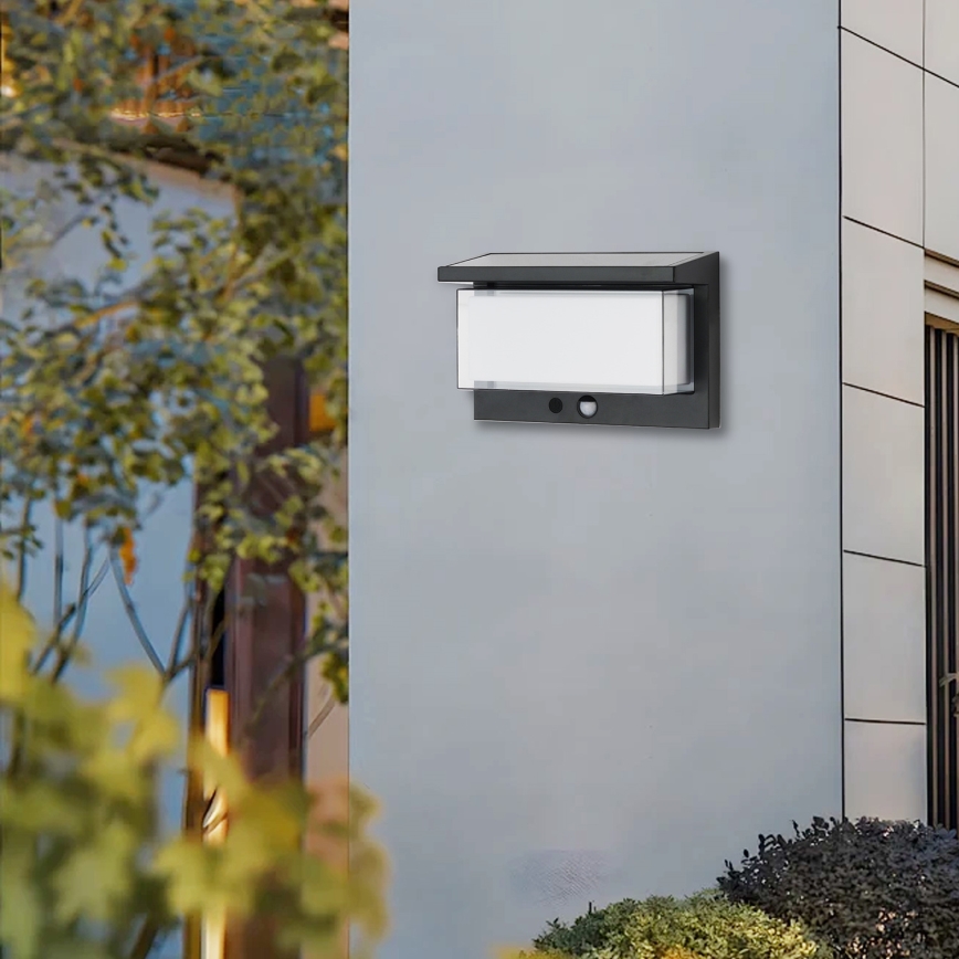 Brilagi - LED Solárne nástenné svietidlo so senzorom SLNKO LUME LED/10W/3,7V 4000 mAh IP44