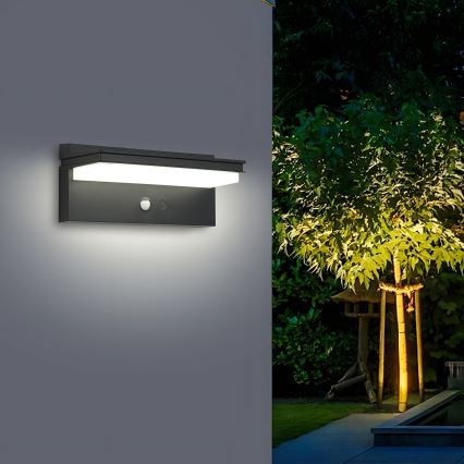 Brilagi - LED Solárne nástenné svietidlo so senzorom SLNKO SENSE LED/10W/3,7V 4000 mAh IP44