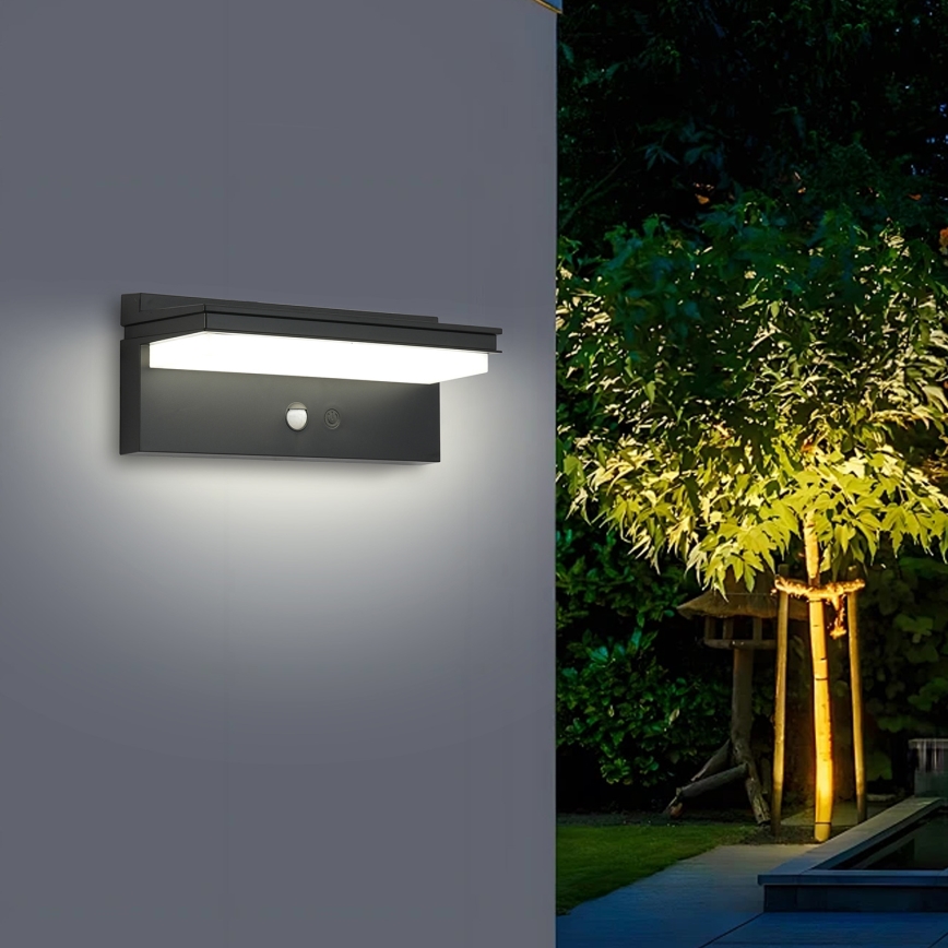 Brilagi - LED Solárne nástenné svietidlo so senzorom SLNKO SENSE LED/10W/3,7V 4000 mAh IP44