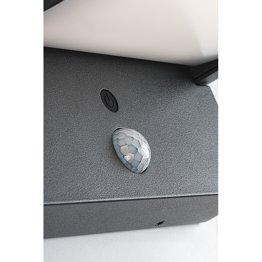 Brilagi - LED solárne nástenné svietidlo so senzorom pohybu a súmraku ANKLE LED/10W/3,7V 3000 mAh 3000K IP65 antracit