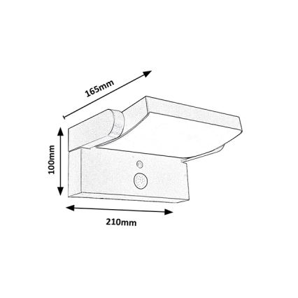 Brilagi - LED solárne nástenné svietidlo so senzorom pohybu a súmraku ANKLE LED/10W/3,7V 3000 mAh 3000K IP65 antracit