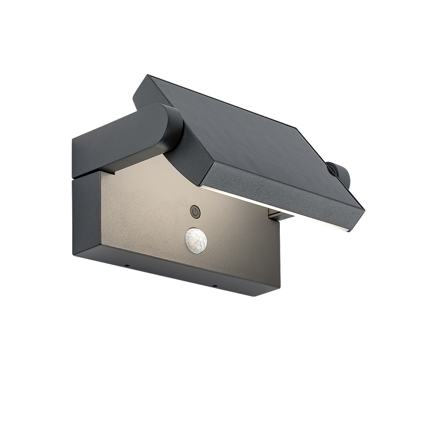 Brilagi - LED solárne nástenné svietidlo so senzorom pohybu a súmraku ANKLE LED/10W/3,7V 3000 mAh 4000K IP65 antracit