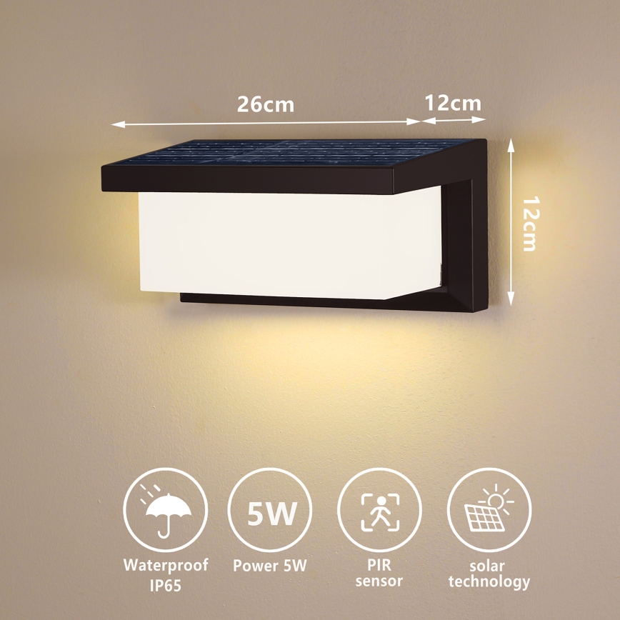 Brilagi - LED Solárne nástenné svietidlo so senzorom pohybu a súmraku BRICKY LED/5W/6V 4000 mAh IP65