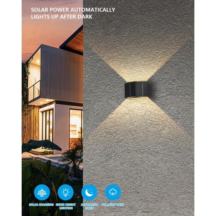 Brilagi - LED Solárne nástenné svietidlo so senzorom SOLAR CUBE LED/2W/3,2V 1300 mAh IP54