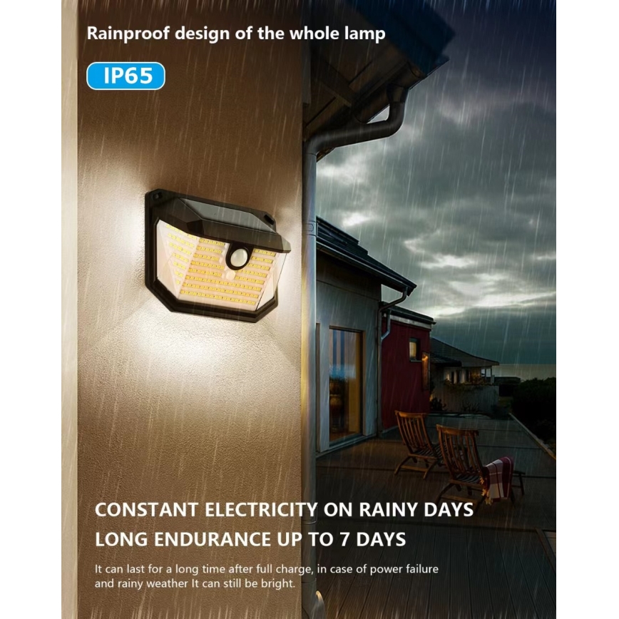 Brilagi - LED Solárne nástenné svietidlo so senzorom WALLIE LED/4W/5,5V 1200 mAh 3000K IP65