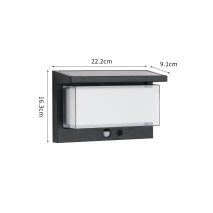 Brilagi - LED solárne nástenné svietidlo so senzorom SUN LUME LED/10W/3,7V 4000 mAh IP44