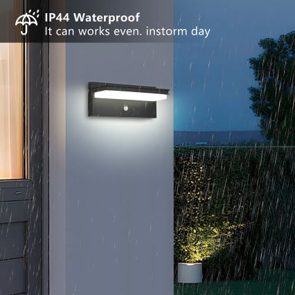 Brilagi - LED solárne nástenné svietidlo so senzorom SUN SENSE LED/10W/3,7V 4000 mAh IP44