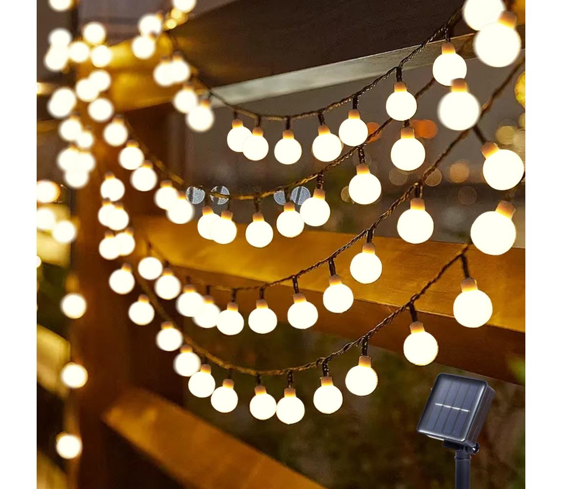 Brilagi Brilagi - LED Solárny dekoračná reťaz BUBBLE 200xLED/8 fcí 20m IP65 teplá biela