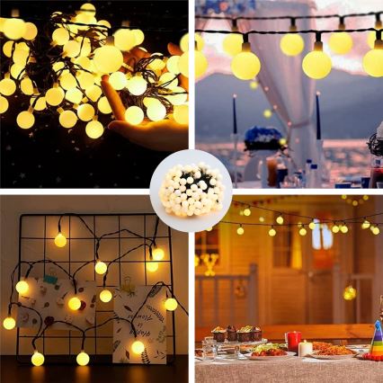 Brilagi - LED Solárny dekoračná reťaz BUBBLE 200xLED/8 funkcií 20m IP65 teplá biela