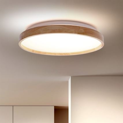 Brilagi - LED stmievateľné stropné svietidlo ALSON LED/48W/230V 3000-6500K dub pr. 39,5 cm + diaľkové ovládanie
