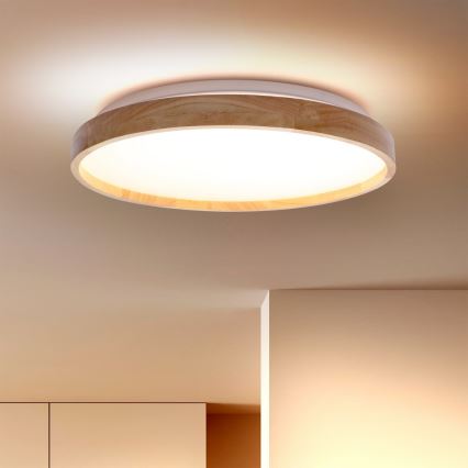 Brilagi - LED stmievateľné stropné svietidlo ALSON LED/48W/230V 3000-6500K dub pr. 39,5 cm + diaľkové ovládanie