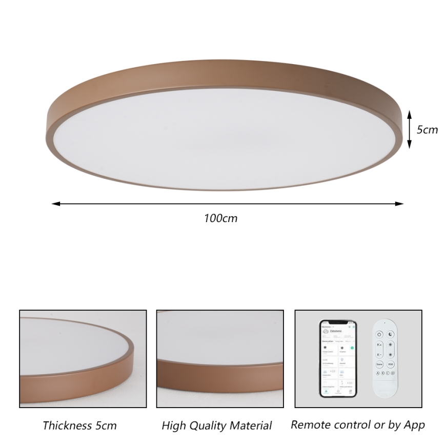 Brilagi - LED stmievateľné svietidlo POOL SMART LED/128W/230V pr. 100 cm 3000-6000K Wi-Fi Tuya + diaľkové ovládanie hnedá