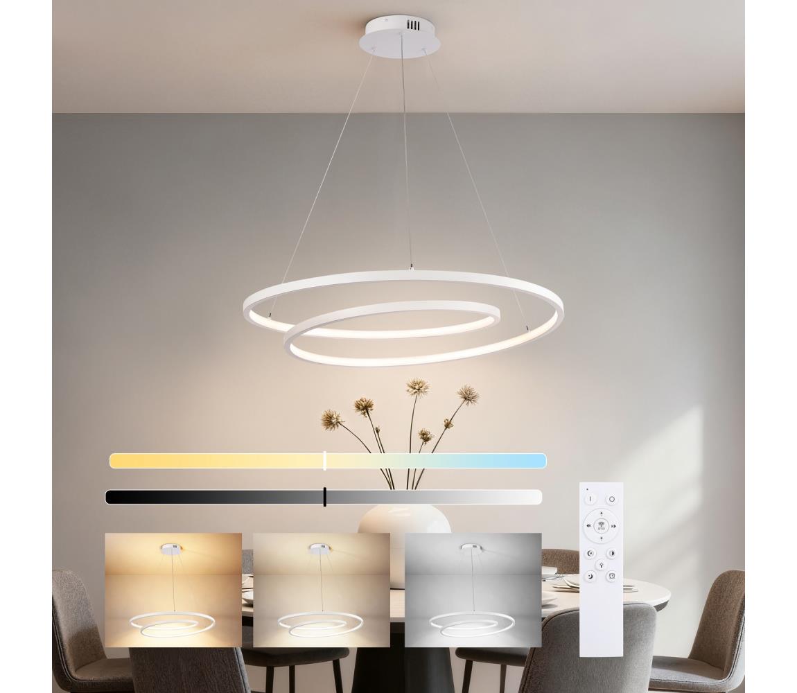 Brilagi-LED Stlmiteľný luster na lankách TWISTER LED/75W/230V pr. 70 cm biela + diaľkový ovládač BRI479