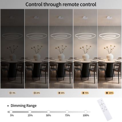 Brilagi - LED stmievateľný závesný luster na lanku TWISTER LED/75W/230V 3000-6000K priemer 70 cm biely + diaľkové ovládanie