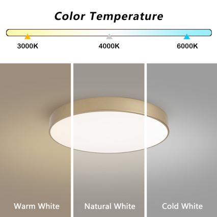 Brilagi - LED stmievateľné stropné svietidlo POOL LED/60W/230V 3000-6000K pr. 50 cm zlaté + diaľkové ovládanie