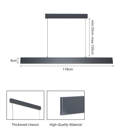 Brilagi - LED Stmievateľný luster na lanku SLIMLINE LED/40W/230V 3000-6000K antracit + diaľkové ovládanie