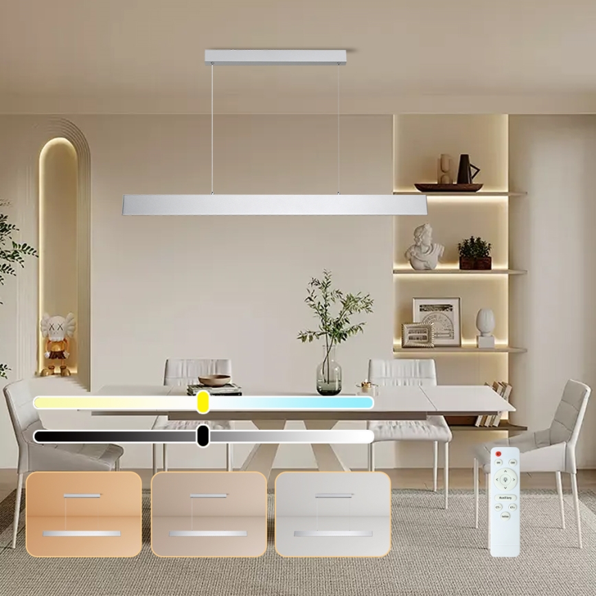 Brilagi - LED Stmievateľný luster na lanku SLIMLINE LED/40W/230V 3000-6000K strieborná + diaľkové ovládanie