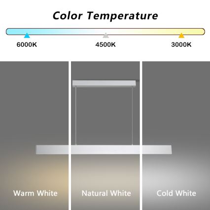Brilagi - LED Stmievateľný luster na lanku SLIMLINE LED/40W/230V 3000-6000K strieborná + diaľkové ovládanie