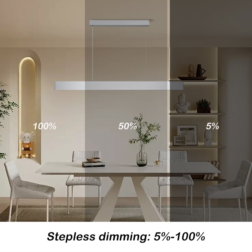 Brilagi - LED Stmievateľný luster na lanku SLIMLINE LED/40W/230V 3000-6000K strieborná + diaľkové ovládanie