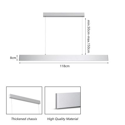 Brilagi - LED Stmievateľný luster na lanku SLIMLINE LED/40W/230V 3000-6000K strieborná + diaľkové ovládanie