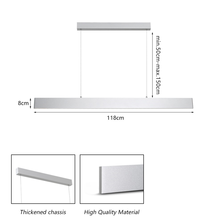 Brilagi - LED Stmievateľný luster na lanku SLIMLINE LED/40W/230V 3000-6000K strieborná + diaľkové ovládanie