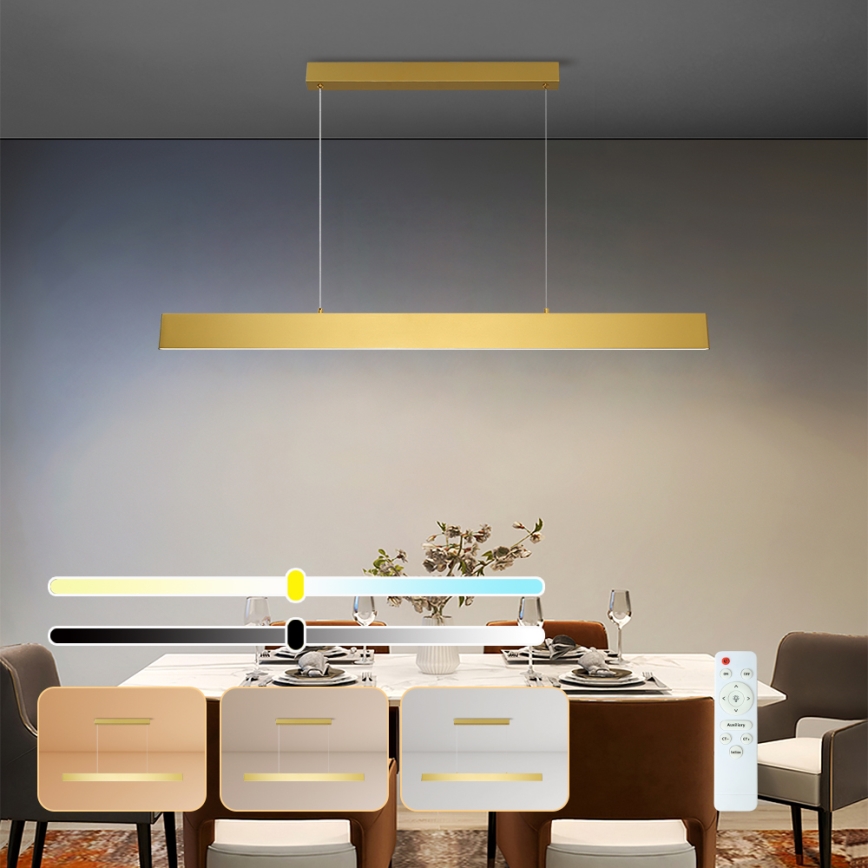Brilagi - LED Stmievateľný luster na lanku SLIMLINE LED/40W/230V 3000-6000K zlatá + diaľkové ovládanie